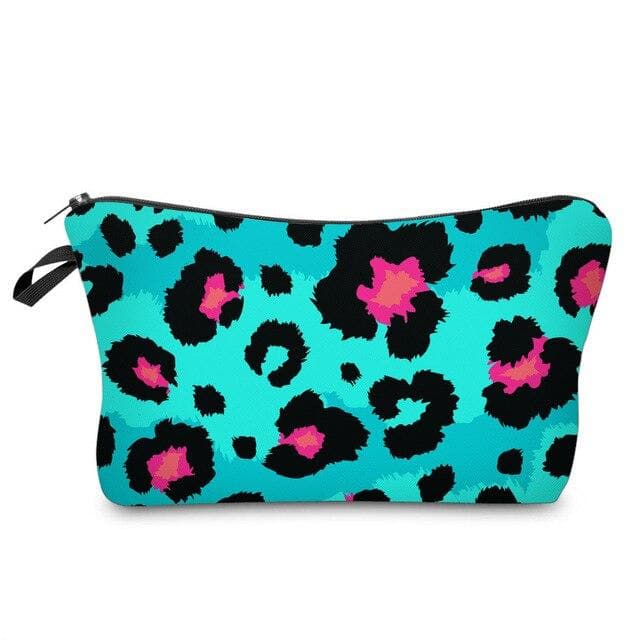 Deanfun 3D Printed Cute Blue Leopard Cosmetic Bag Waterproof Girls Makeup Bag Cheap Woman's Makeup Bags D51488