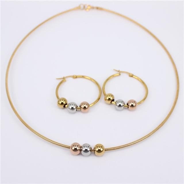 MGUB Cool and comfortable Set stainless steel Smooth and beautiful beads 2mm collar 30mm-70mm earring Multiple style options