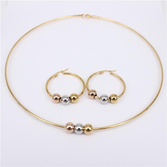 MGUB Cool and comfortable Set stainless steel Smooth and beautiful beads 2mm collar 30mm-70mm earring Multiple style options