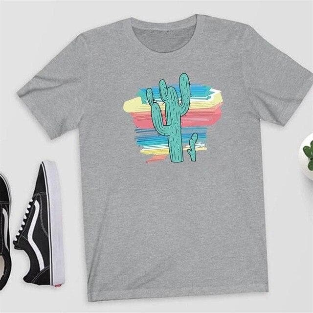 Hillbilly New Women's T-shirts The cactus Printed T Shirts graffiti Ulzzang Fashion O-neck Short Sleeve