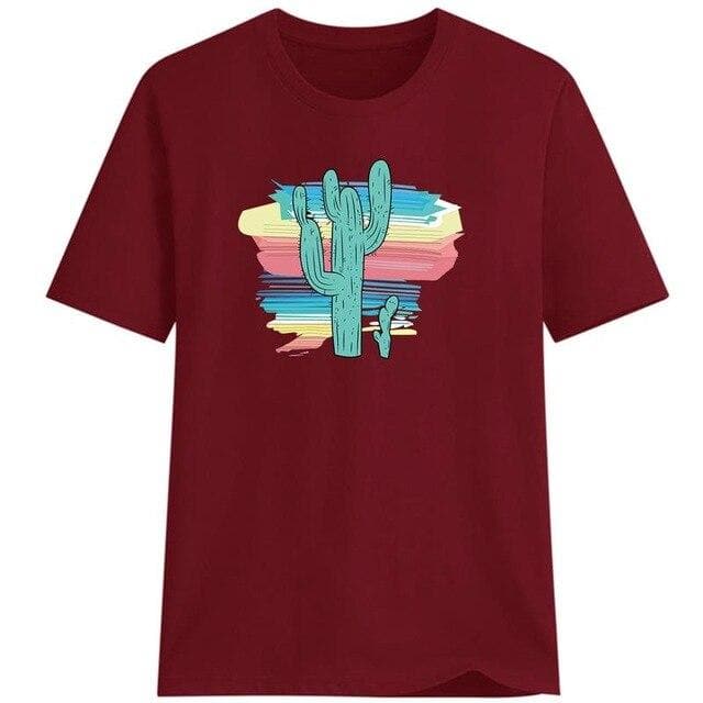 Hillbilly New Women's T-shirts The cactus Printed T Shirts graffiti Ulzzang Fashion O-neck Short Sleeve