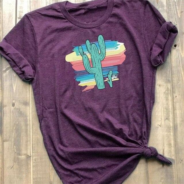 Hillbilly New Women's T-shirts The cactus Printed T Shirts graffiti Ulzzang Fashion O-neck Short Sleeve