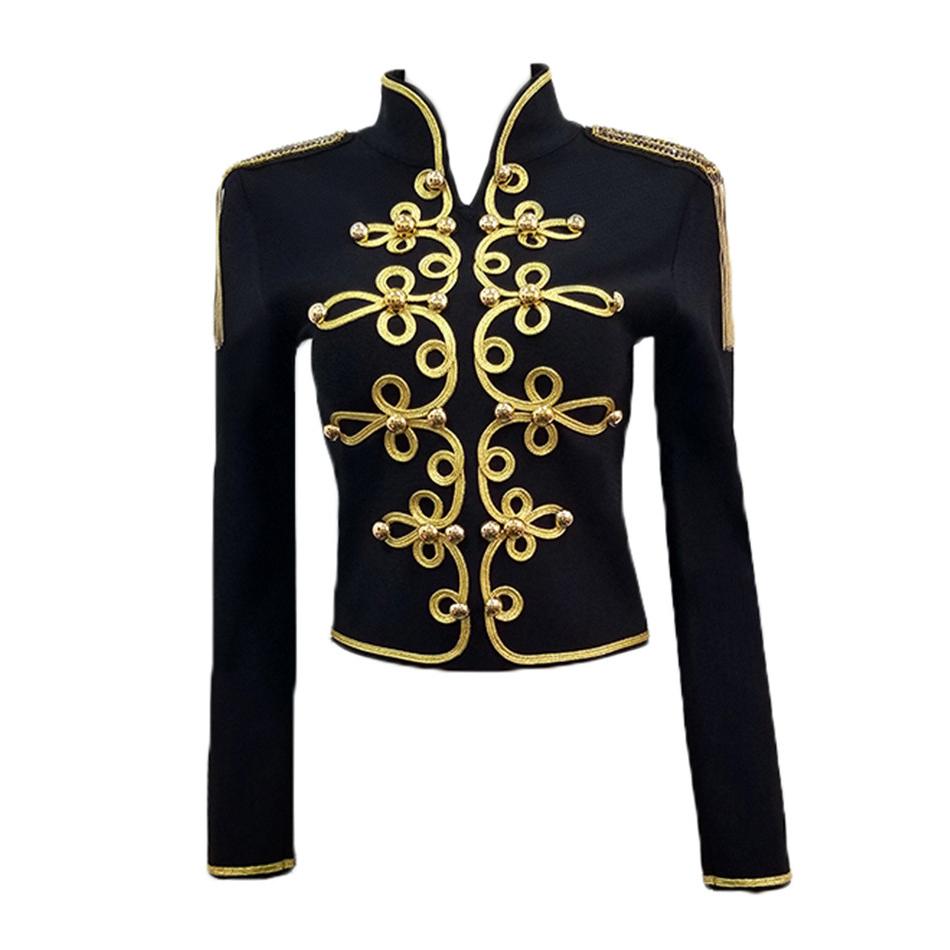 New Fashion Bodycon Women Jacket Long Sleeve Stand Casual Button Zipper Black Sexy Night Club Celebrity Party Coat