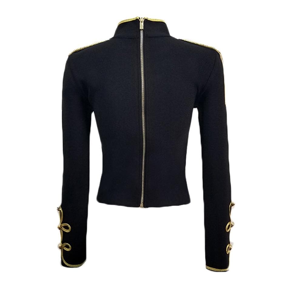 New Fashion Bodycon Women Jacket Long Sleeve Stand Casual Button Zipper Black Sexy Night Club Celebrity Party Coat