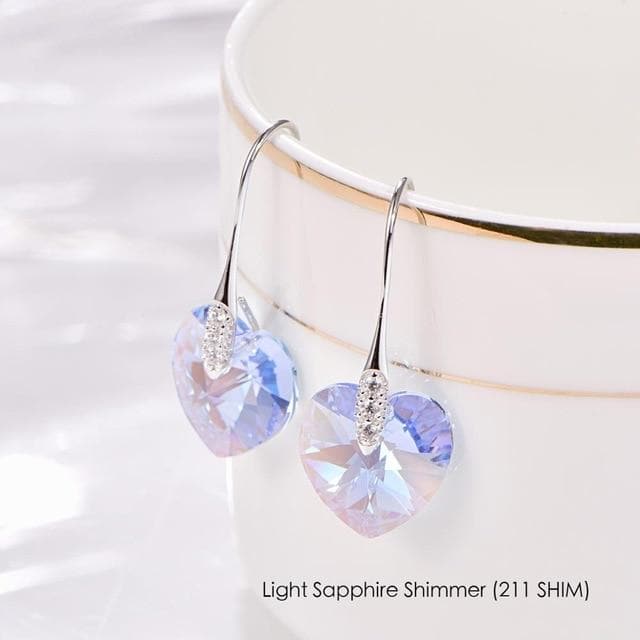 Heart Crystals From Swarovski Drop Earrings Fashion 925 Sterling Silver Piercing Dangle Earrings For Women Jewelry Lover Gift