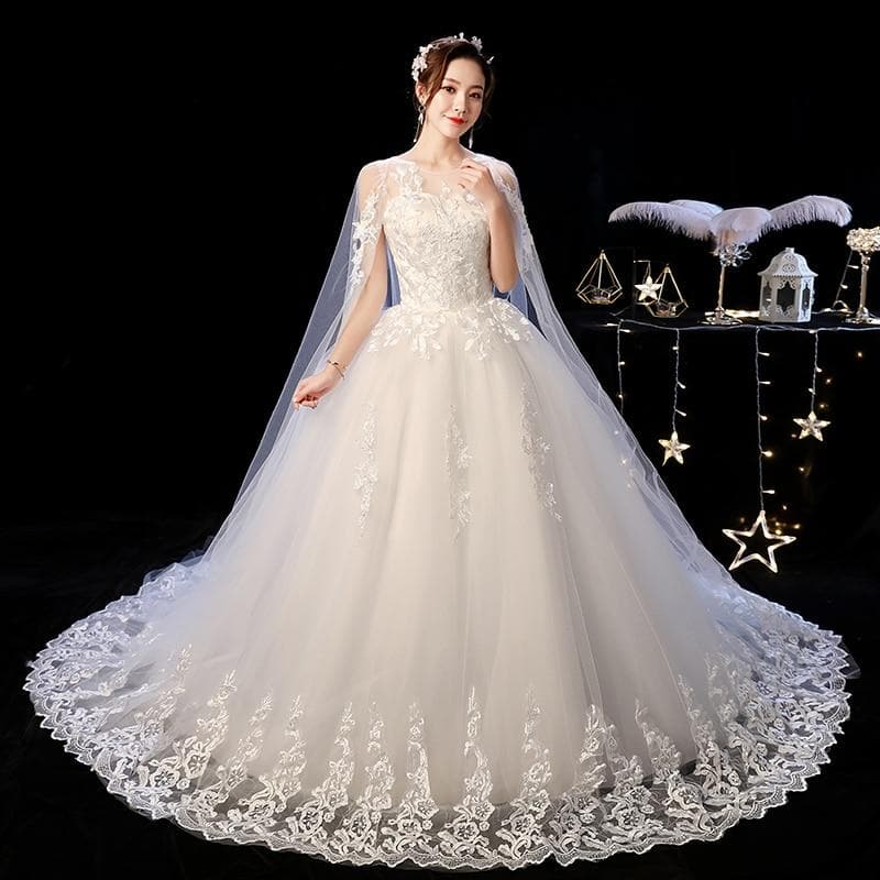 Mrs Win Wedding Dress 2020 New Elelgant Court Train Lace Embroidery Princess Vintage Wedding Dresse Plus Szie Wedding Gowns