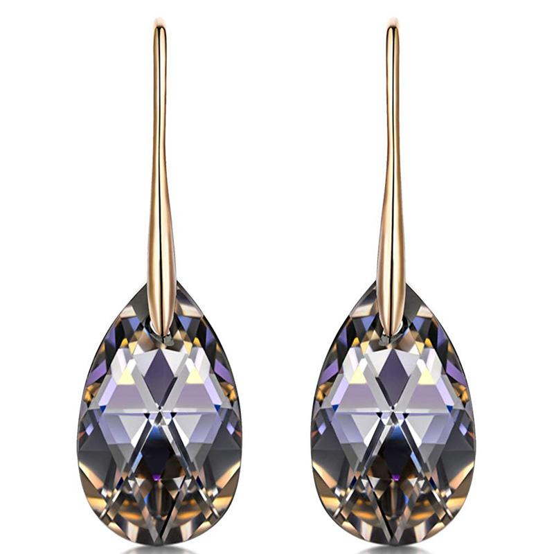 Hermosa 925 Sterling Silver Teardrop Dangle Earrings With Crystals from Swarovski Hypoallergenic Jewelry Gift Box Packing