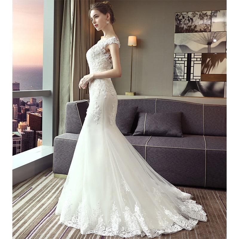 Fansmile New Arrival Vestido De Noiva Lace Mermaid Wedding Dress Customized Plus Size Wedding Gowns Bridal Dress FSM-484M