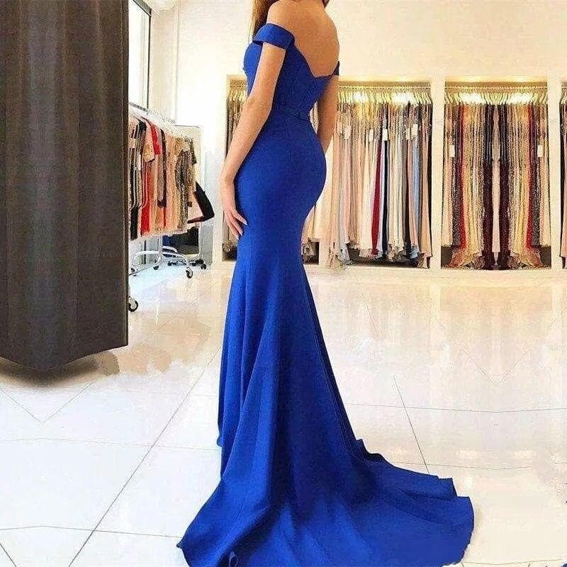 Simple Mermaid Bridesmaid Dresses Off Shoulder Sweep Train Garden Country Wedding Guest Gowns Maid of Honor Dress