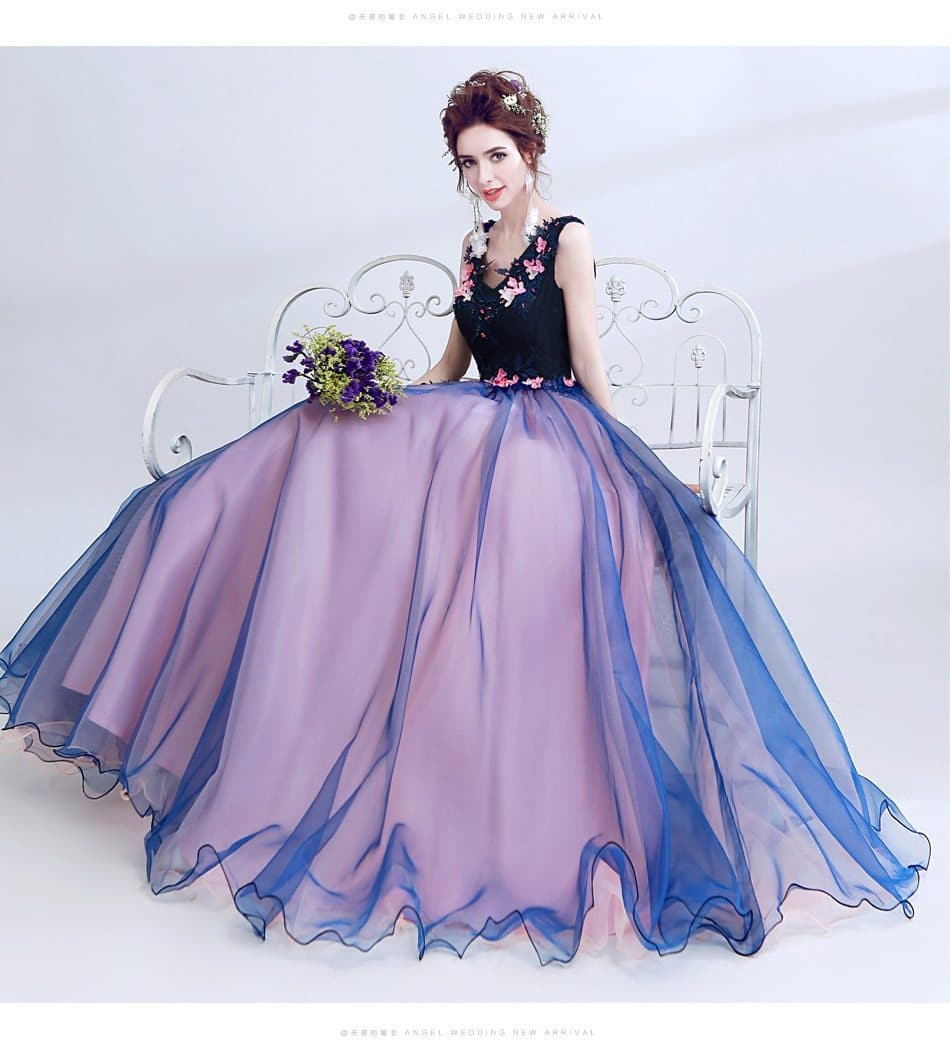 New dark blue long lace summer lady girl women princess bridesmaid banquet party ball dress gown