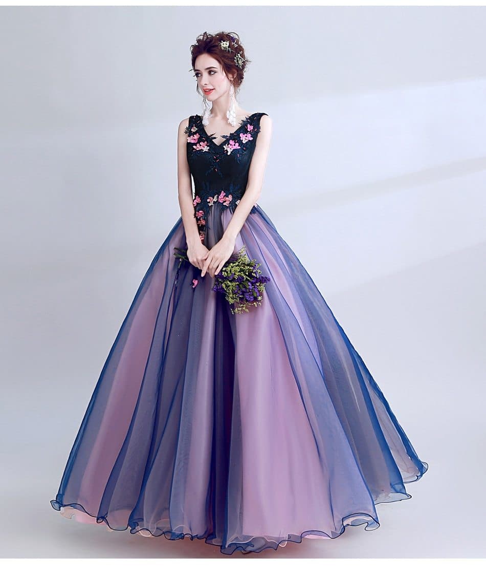 New dark blue long lace summer lady girl women princess bridesmaid banquet party ball dress gown