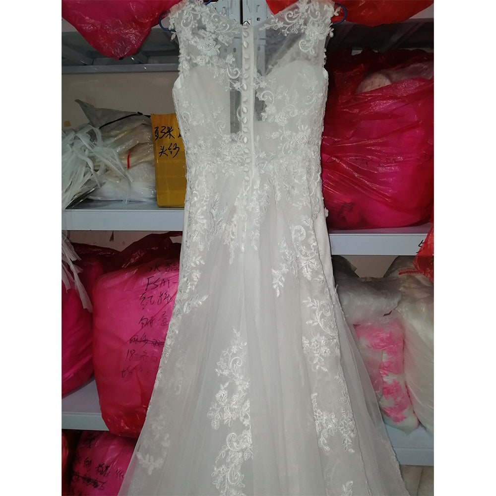 Beautiful & Elegant White Lace Mermaid Wedding Dress Train Plus Size Customized Wedding Gown Bride Dress