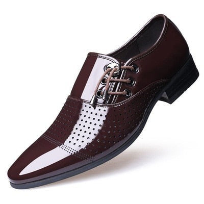 luxury Brand Men Classic Pointed Toe Dress Shoes Men's Slip-on Patent Leather Black Wedding Shoes Mens Oxford Formal Shoes