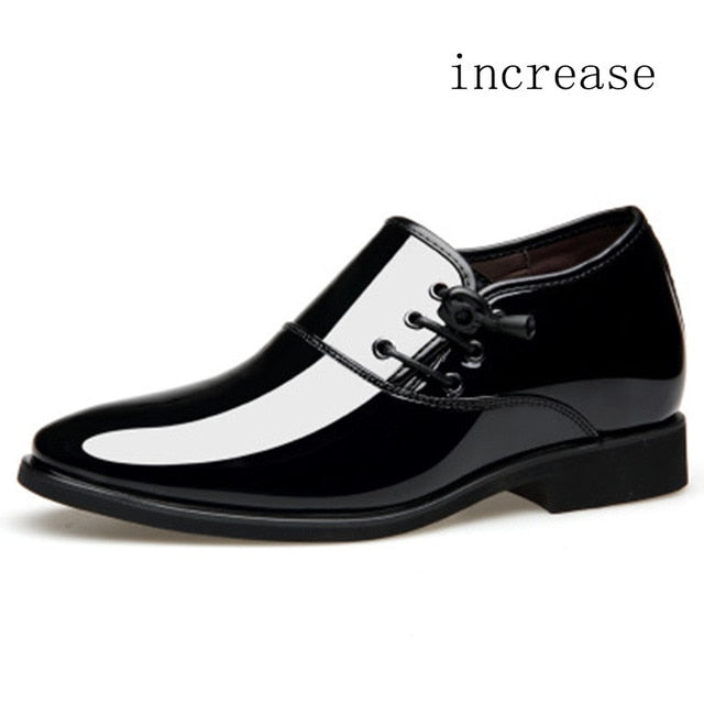 luxury Brand Men Classic Pointed Toe Dress Shoes Men's Slip-on Patent Leather Black Wedding Shoes Mens Oxford Formal Shoes