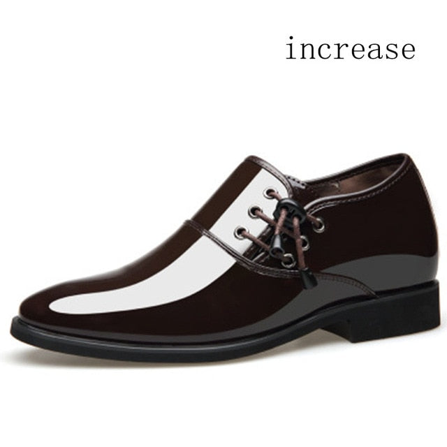 luxury Brand Men Classic Pointed Toe Dress Shoes Men's Slip-on Patent Leather Black Wedding Shoes Mens Oxford Formal Shoes