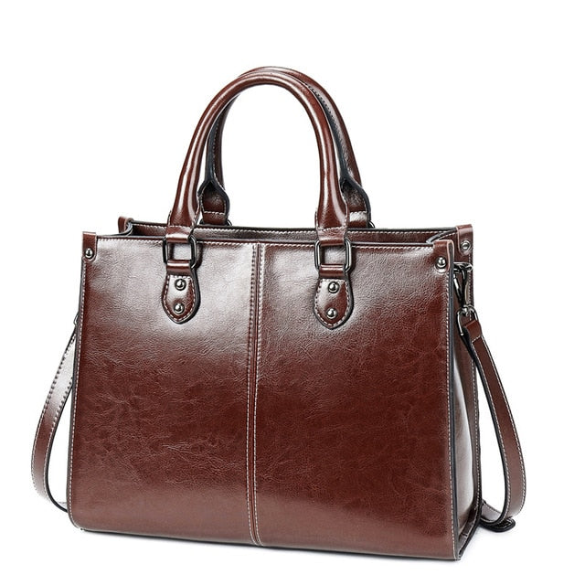 Fashion Genuine Leather Shoulder Bag Women Shopping Tote Office Ladies Handbag Female Messenger Crossbody Top Handle Bag