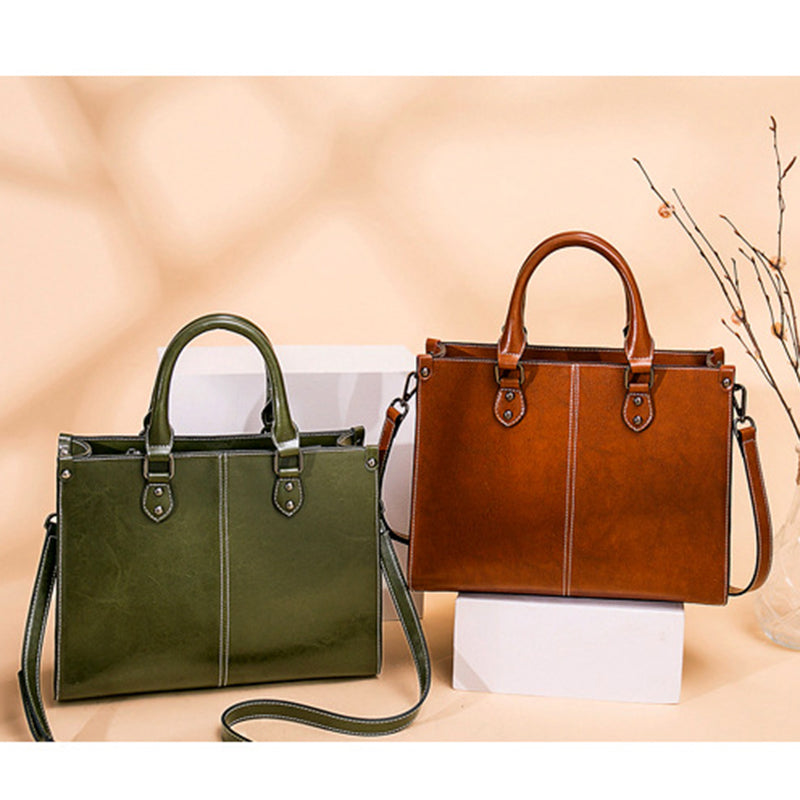 Fashion Genuine Leather Shoulder Bag Women Shopping Tote Office Ladies Handbag Female Messenger Crossbody Top Handle Bag