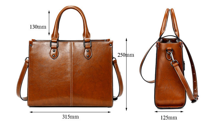 Fashion Genuine Leather Shoulder Bag Women Shopping Tote Office Ladies Handbag Female Messenger Crossbody Top Handle Bag