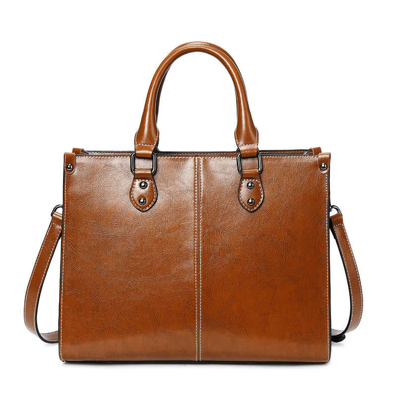 Fashion Genuine Leather Shoulder Bag Women Shopping Tote Office Ladies Handbag Female Messenger Crossbody Top Handle Bag