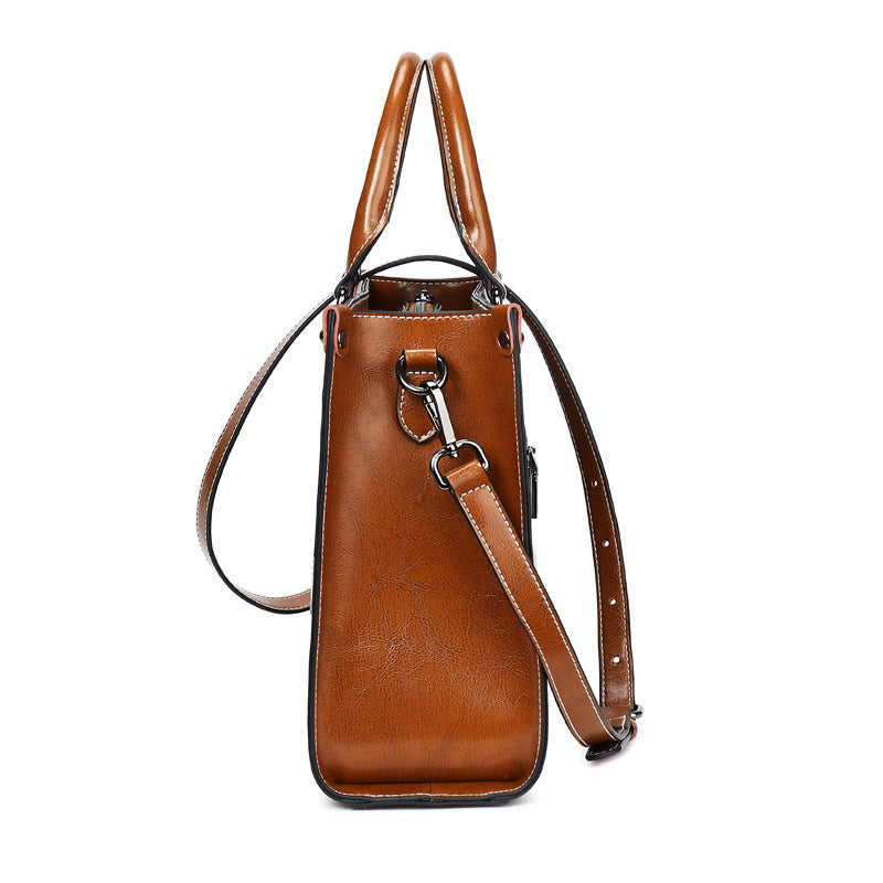 Fashion Genuine Leather Shoulder Bag Women Shopping Tote Office Ladies Handbag Female Messenger Crossbody Top Handle Bag