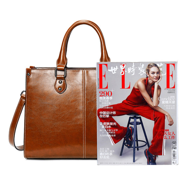 Fashion Genuine Leather Shoulder Bag Women Shopping Tote Office Ladies Handbag Female Messenger Crossbody Top Handle Bag