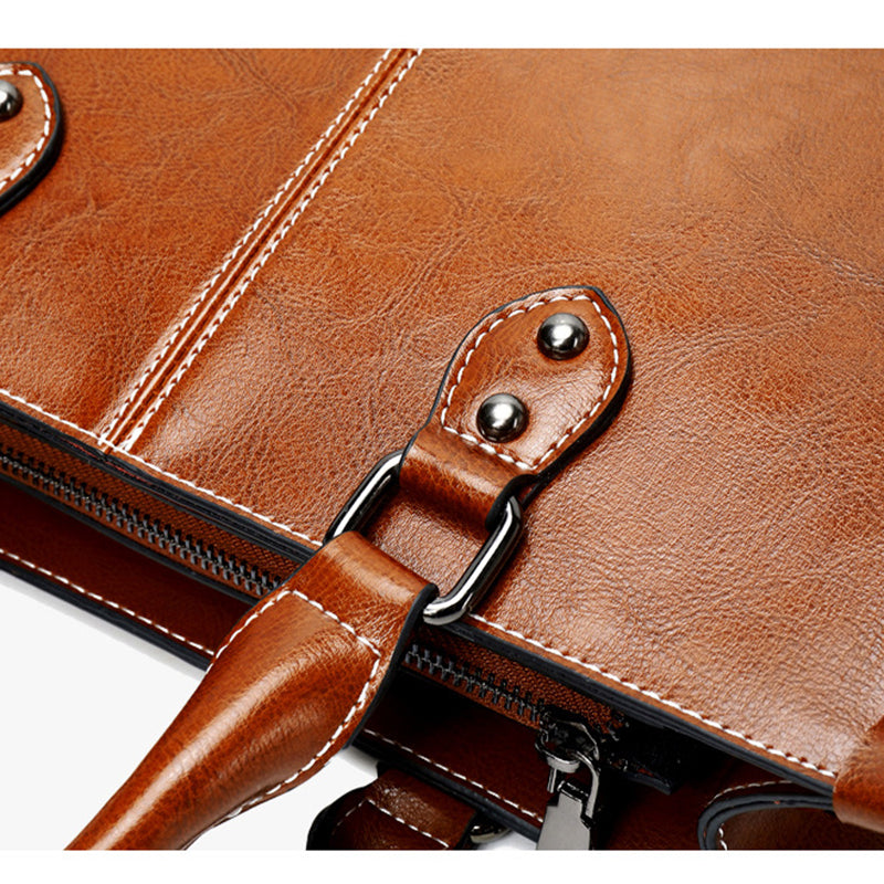 Fashion Genuine Leather Shoulder Bag Women Shopping Tote Office Ladies Handbag Female Messenger Crossbody Top Handle Bag