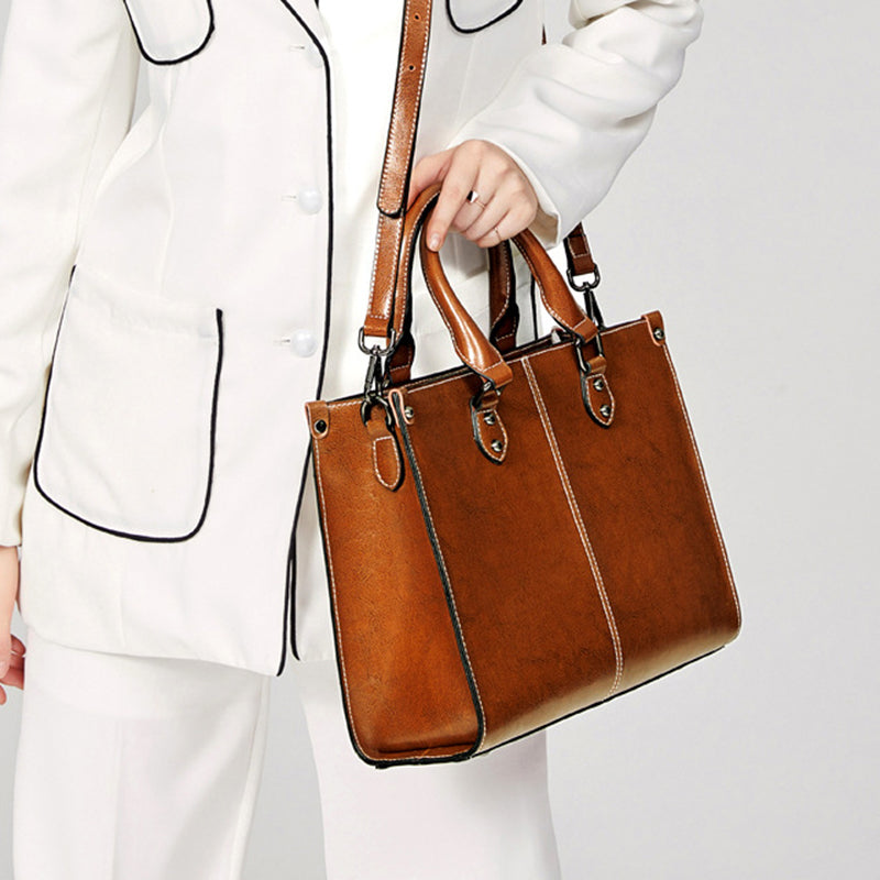 Fashion Genuine Leather Shoulder Bag Women Shopping Tote Office Ladies Handbag Female Messenger Crossbody Top Handle Bag