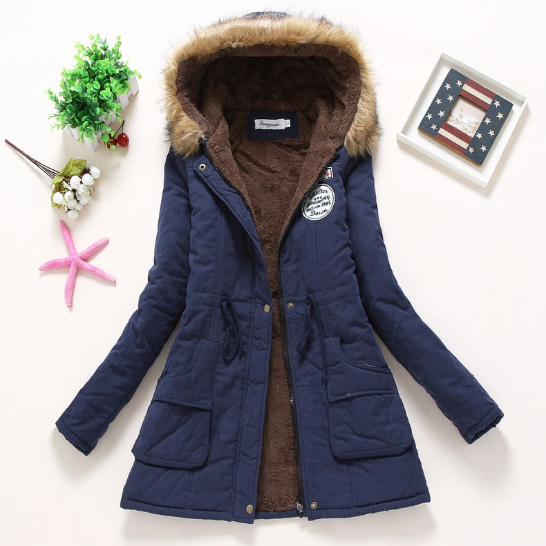 New Winter Women Jacket Medium-long Thicken Outwear Hooded Wadded Coat Slim Parka Cotton-padded Jacket Overcoat