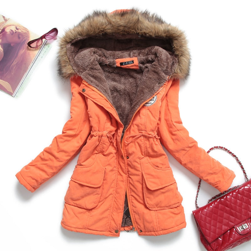 New Winter Women Jacket Medium-long Thicken Outwear Hooded Wadded Coat Slim Parka Cotton-padded Jacket Overcoat