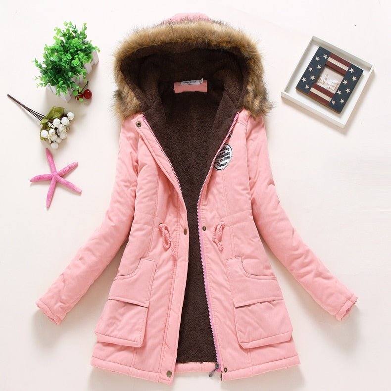 New Winter Women Jacket Medium-long Thicken Outwear Hooded Wadded Coat Slim Parka Cotton-padded Jacket Overcoat