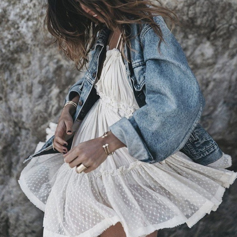 Strapless Women Summer Solid Boho Dress Backless Mini Dresses Girls Bohemian Aline Beach Dress