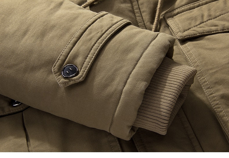 Military Thicken Fleece Jacket Mens Winter Casual Hooded Jacket Coat Pilot Cargo Cotton Jackets Windbreaker Parka Man