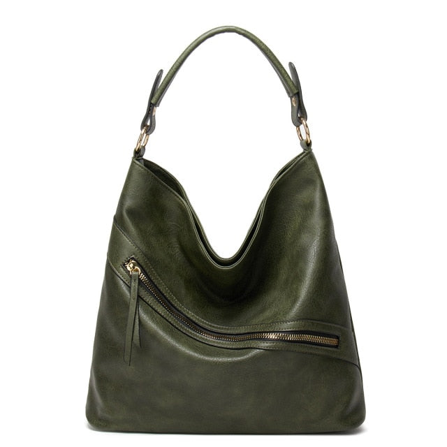 Vintage Women Shoulder Bag Large Capacity PU Luxury Ladies Handbag Fashion Zipper Female Soft Tote Bags for Shopping