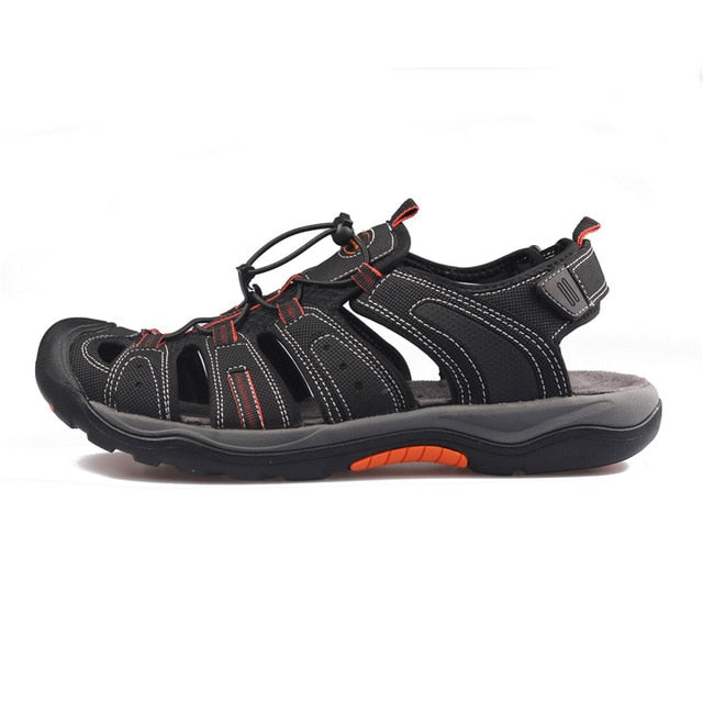 Men Outdoor Sandals Summer Breathable Flat Sole Beach Shoes Trekking Flip Flops Hiking Non Slip Nubuck Leather Luxury