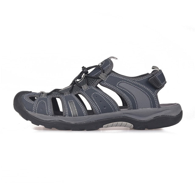 Men Outdoor Sandals Summer Breathable Flat Sole Beach Shoes Trekking Flip Flops Hiking Non Slip Nubuck Leather Luxury