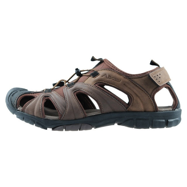 Men Outdoor Sandals Summer Breathable Flat Sole Beach Shoes Trekking Flip Flops Hiking Non Slip Nubuck Leather Luxury