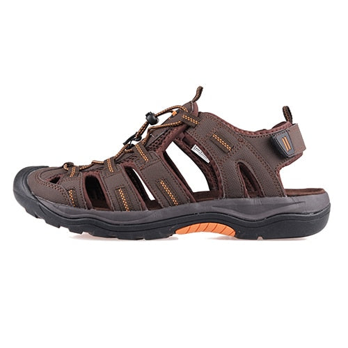 Men Outdoor Sandals Summer Breathable Flat Sole Beach Shoes Trekking Flip Flops Hiking Non Slip Nubuck Leather Luxury