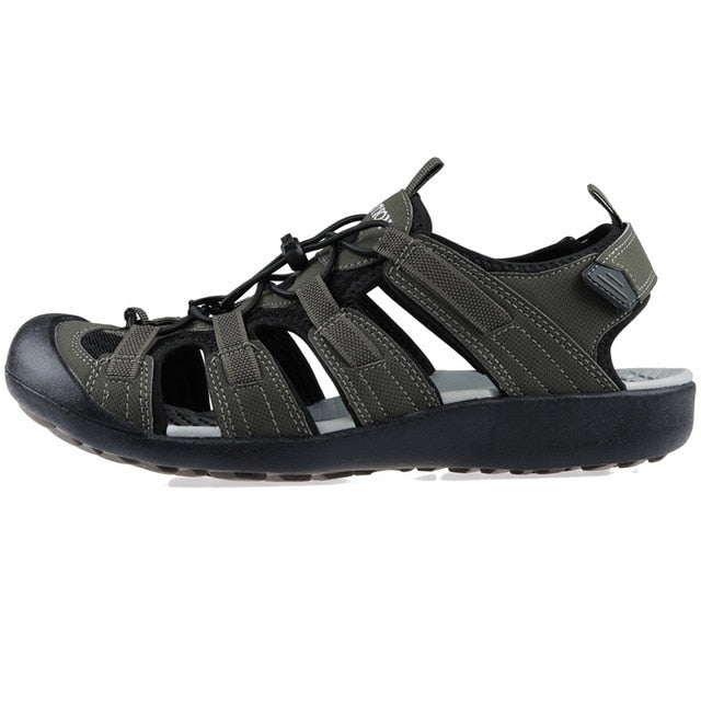Men Outdoor Sandals Summer Breathable Flat Sole Beach Shoes Trekking Flip Flops Hiking Non Slip Nubuck Leather Luxury