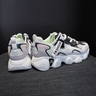 Women Walking Jogging Sneakers Mix Color Height Increasing Sport Running Shoes Comfortable Breathable Mesh Athletic Shoes
