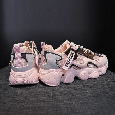 Women Walking Jogging Sneakers Mix Color Height Increasing Sport Running Shoes Comfortable Breathable Mesh Athletic Shoes