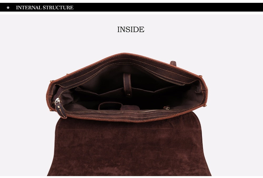 High Quality Genuine Leather Men Briefcase Casual Messenger Laptop Bag Business Men Briefcase Bag for Document Shoulder Bag