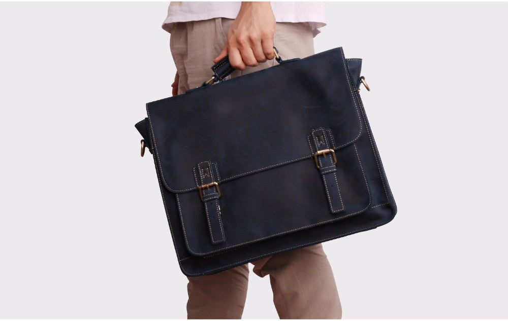 High Quality Genuine Leather Men Briefcase Casual Messenger Laptop Bag Business Men Briefcase Bag for Document Shoulder Bag