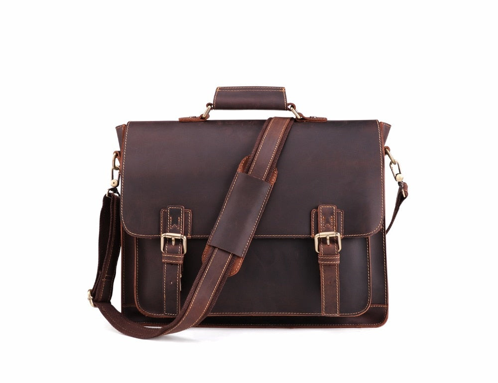 High Quality Genuine Leather Men Briefcase Casual Messenger Laptop Bag Business Men Briefcase Bag for Document Shoulder Bag