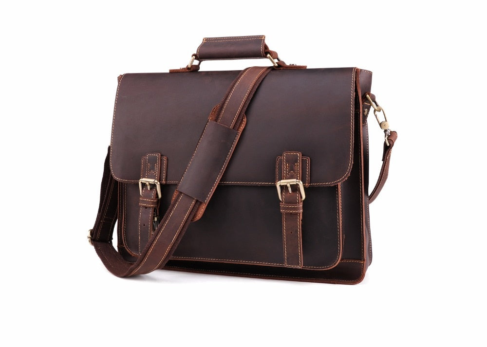High Quality Genuine Leather Men Briefcase Casual Messenger Laptop Bag Business Men Briefcase Bag for Document Shoulder Bag