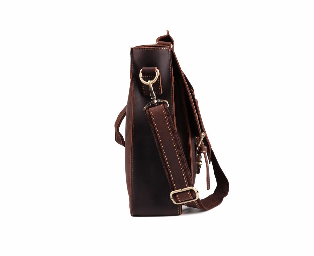 High Quality Genuine Leather Men Briefcase Casual Messenger Laptop Bag Business Men Briefcase Bag for Document Shoulder Bag