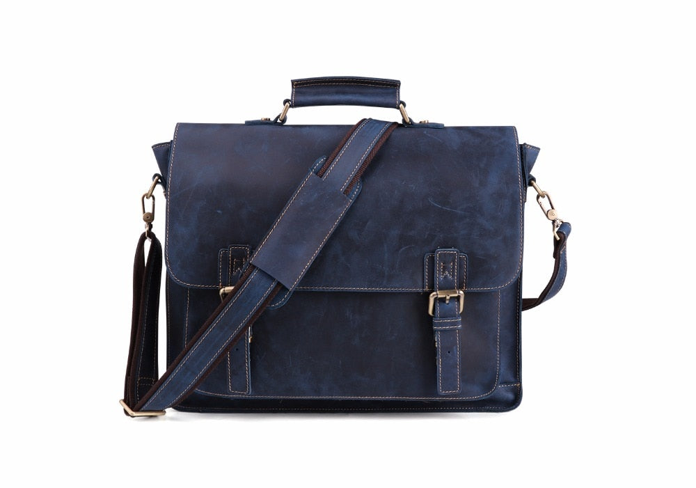 High Quality Genuine Leather Men Briefcase Casual Messenger Laptop Bag Business Men Briefcase Bag for Document Shoulder Bag