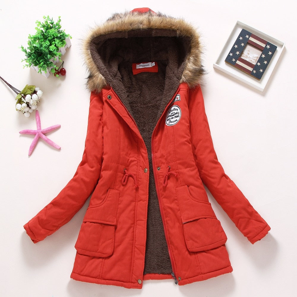 New winter military coats women cotton wadded hooded jacket medium-long casual parka thickness quilt snow outwear