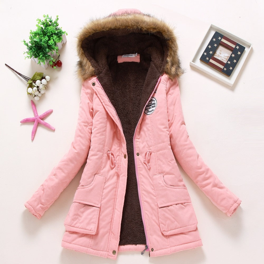 New winter military coats women cotton wadded hooded jacket medium-long casual parka thickness quilt snow outwear