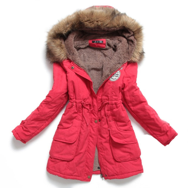 New winter military coats women cotton wadded hooded jacket medium-long casual parka thickness quilt snow outwear
