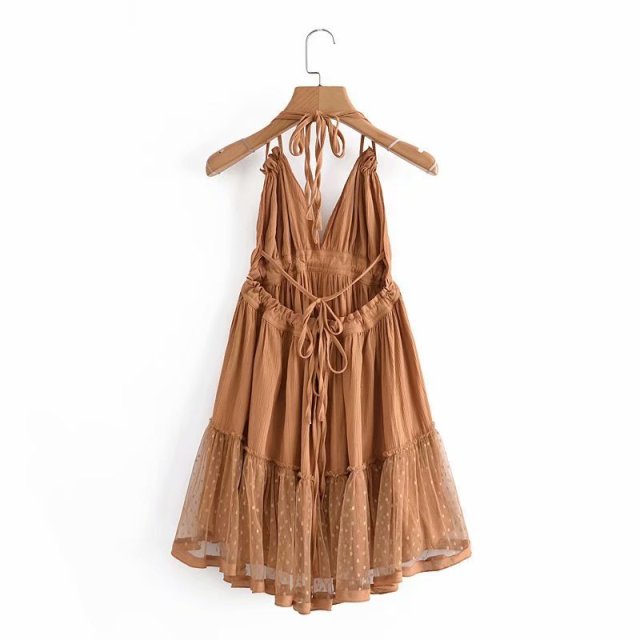 Strapless Women Summer Solid Boho Dress Backless Mini Dresses Girls Bohemian Aline Beach Dress